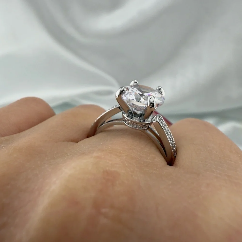 Lixury Wedding Silver Color Women's Ring
